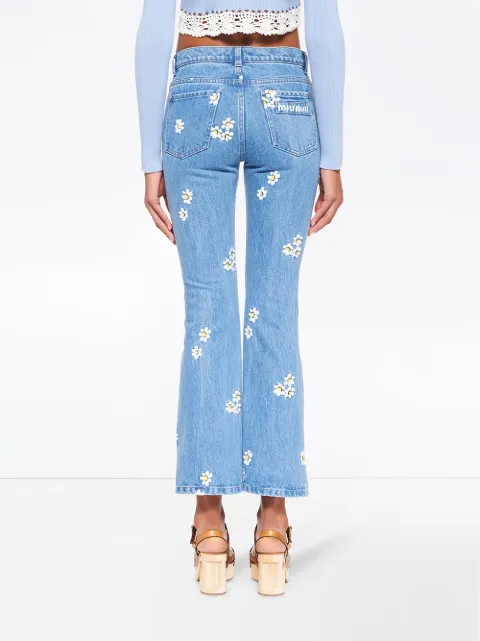 Miu Miu Floral Embroidered Jeans - Farfetch