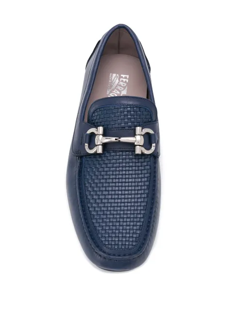 salvatore ferragamo trifoglio patent gancini horsebit loafers