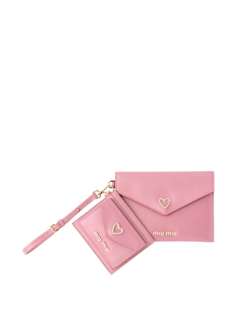 Miu Miu Heart Double Envelope Pouch In Pink