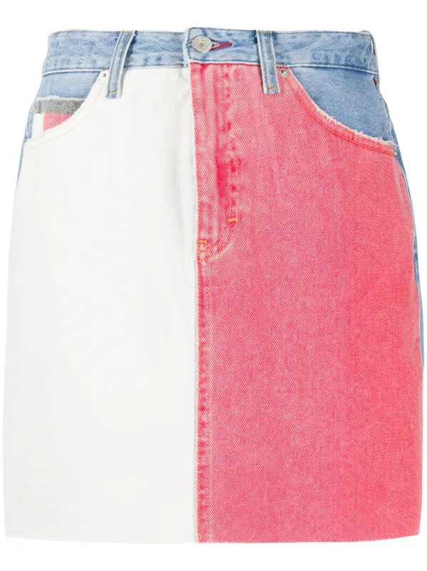 panel denim skirt