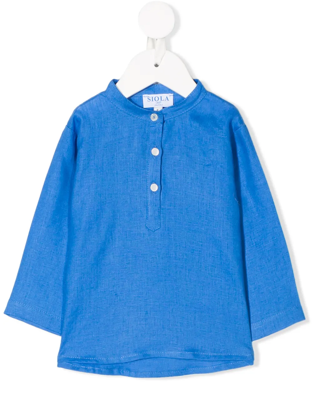 Siola Babies' Mandarin Collar Shirt In Blue