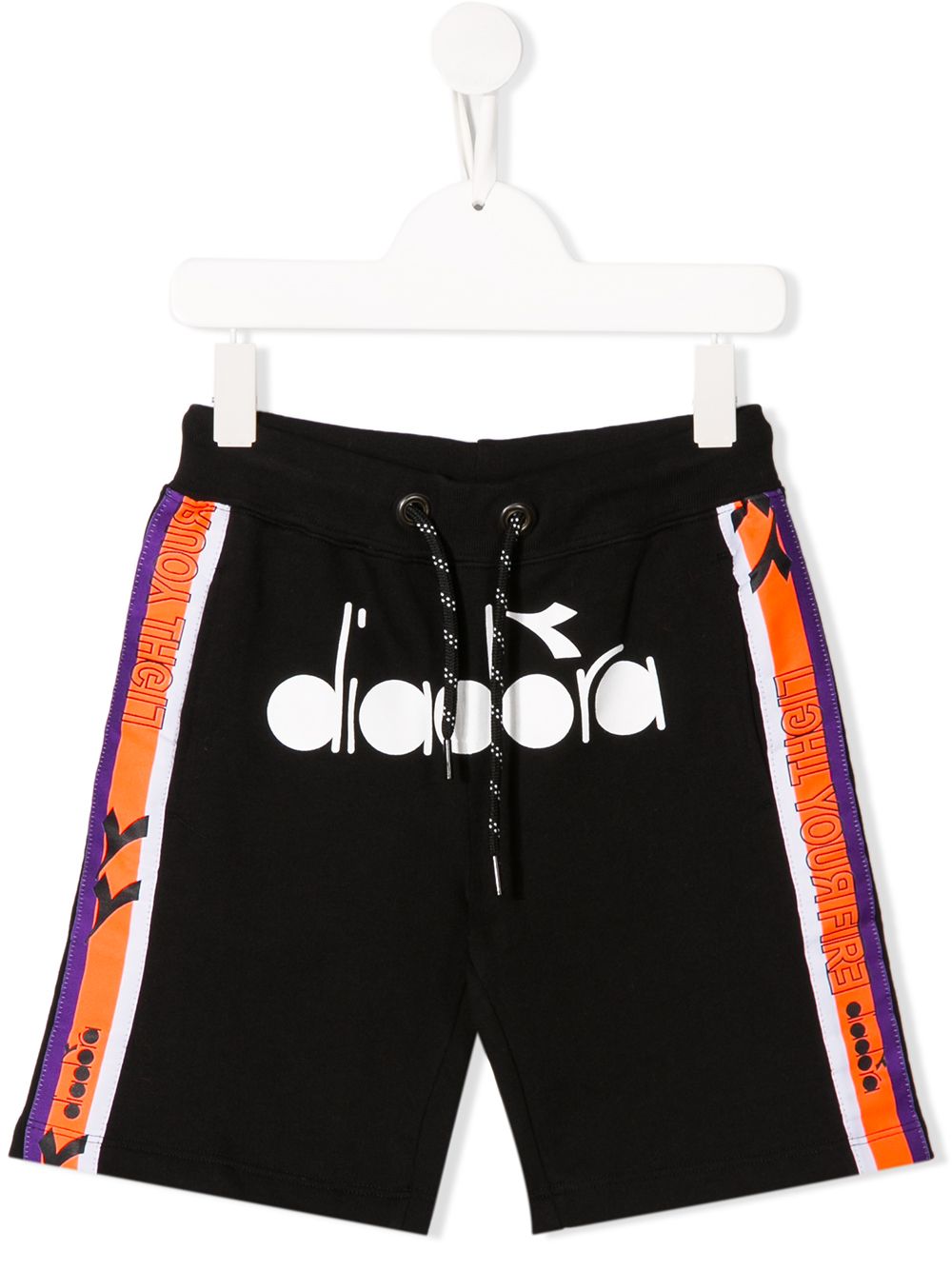 Diadora Junior Kids' Logo Track Shorts In Black