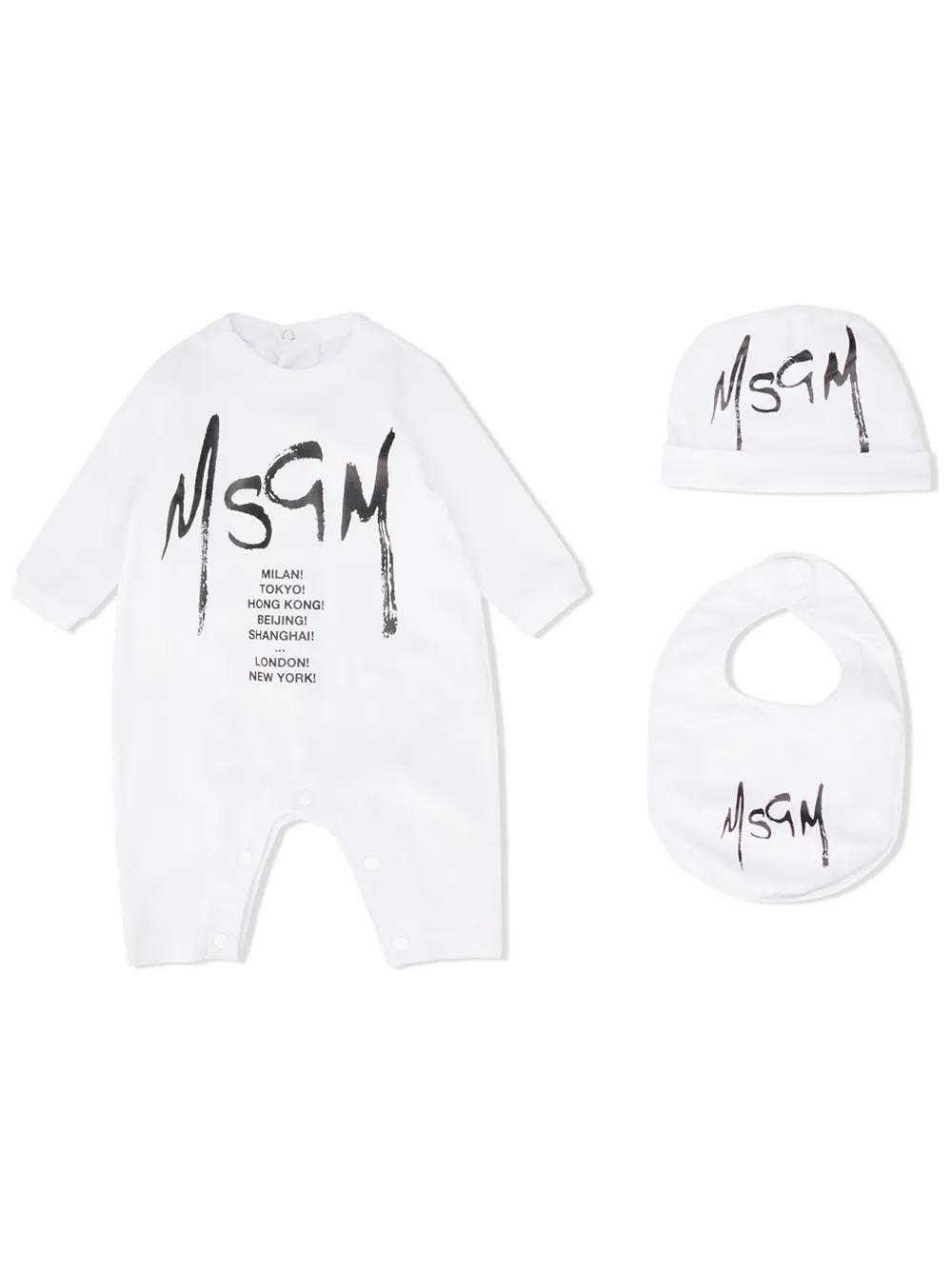Msgm Babies' Logo-print 3-piece Set In White
