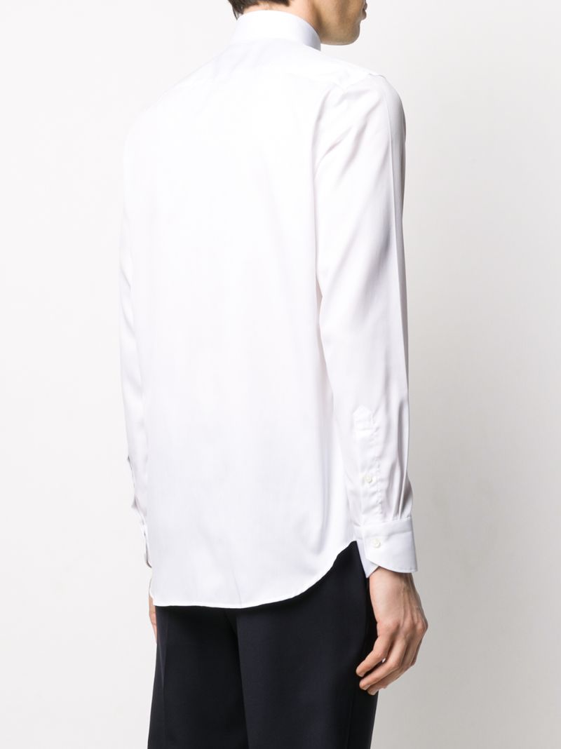 Shop Canali Long Sleeved Cotton Shirt In White