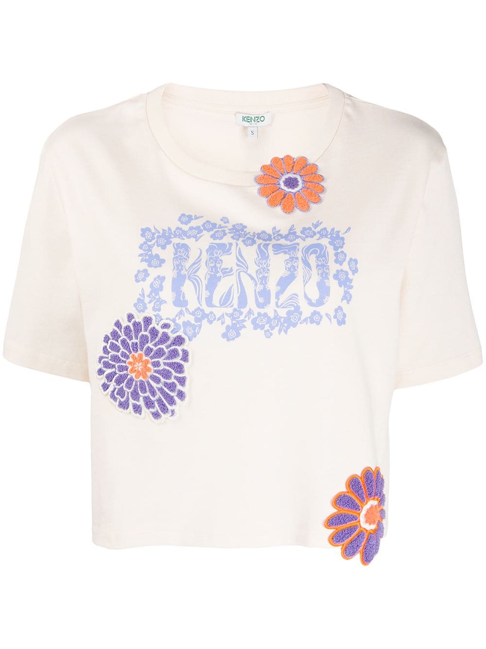 Kenzo Floral Appliqué T-shirt In Neutrals