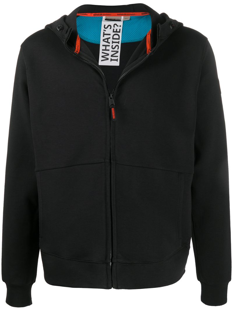 Napapijri Short Zipped Hoodie In Black