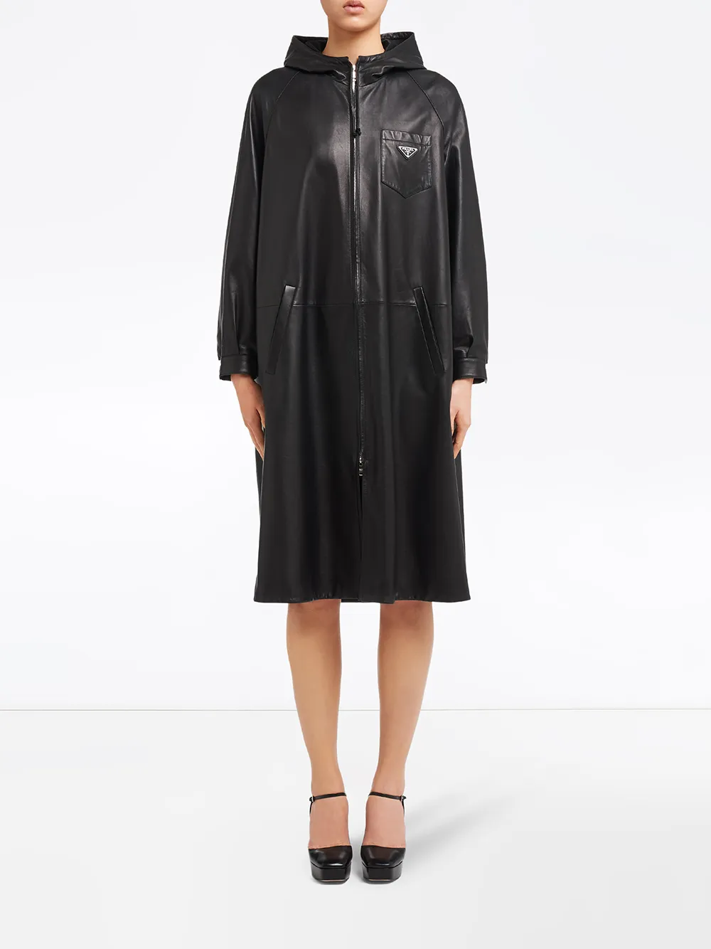 Prada trench en cuir à coupe oversize | Manteaux en cuir | Image 2