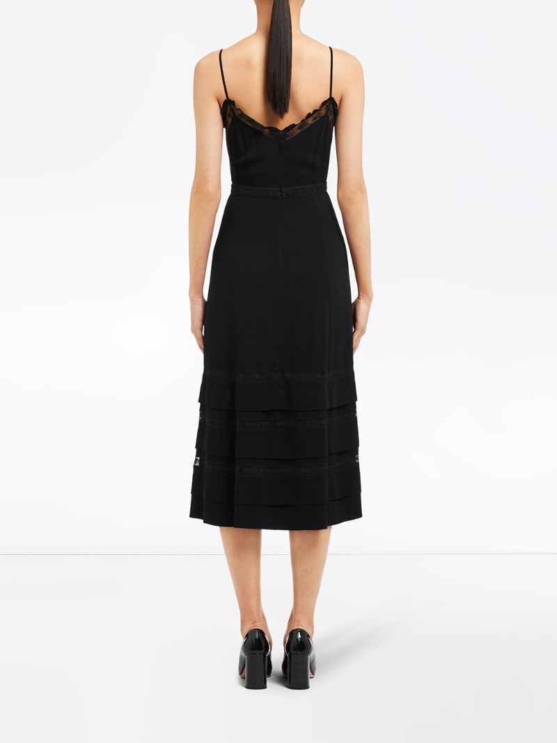 Shop Prada Floral Embroidered Sablé Dress In Black