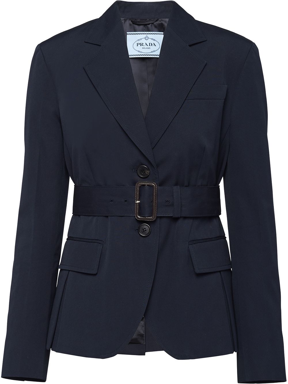 Prada Single-breasted Belted Blazer In Blue