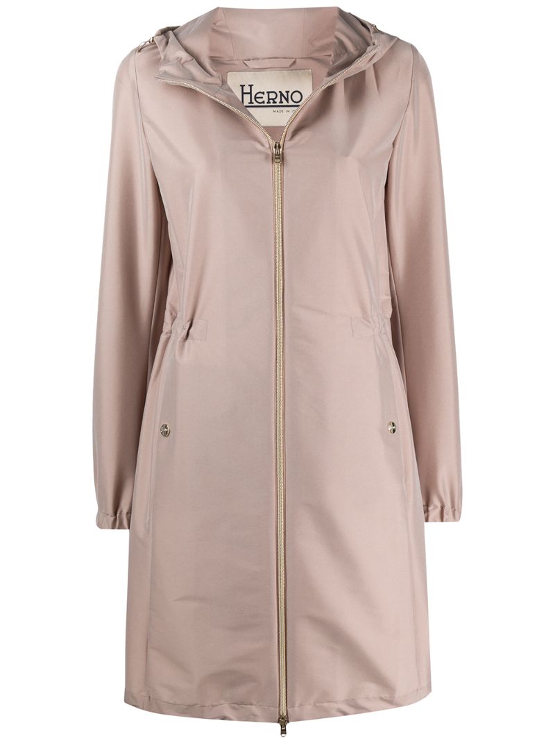 Herno Hooded Zip-up Raincoat In Pink