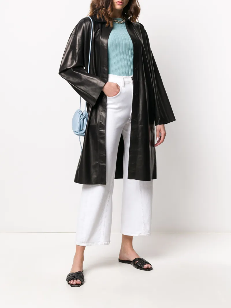 SALVATORE SANTORO BELTED PRESS-STUD MIDI COAT