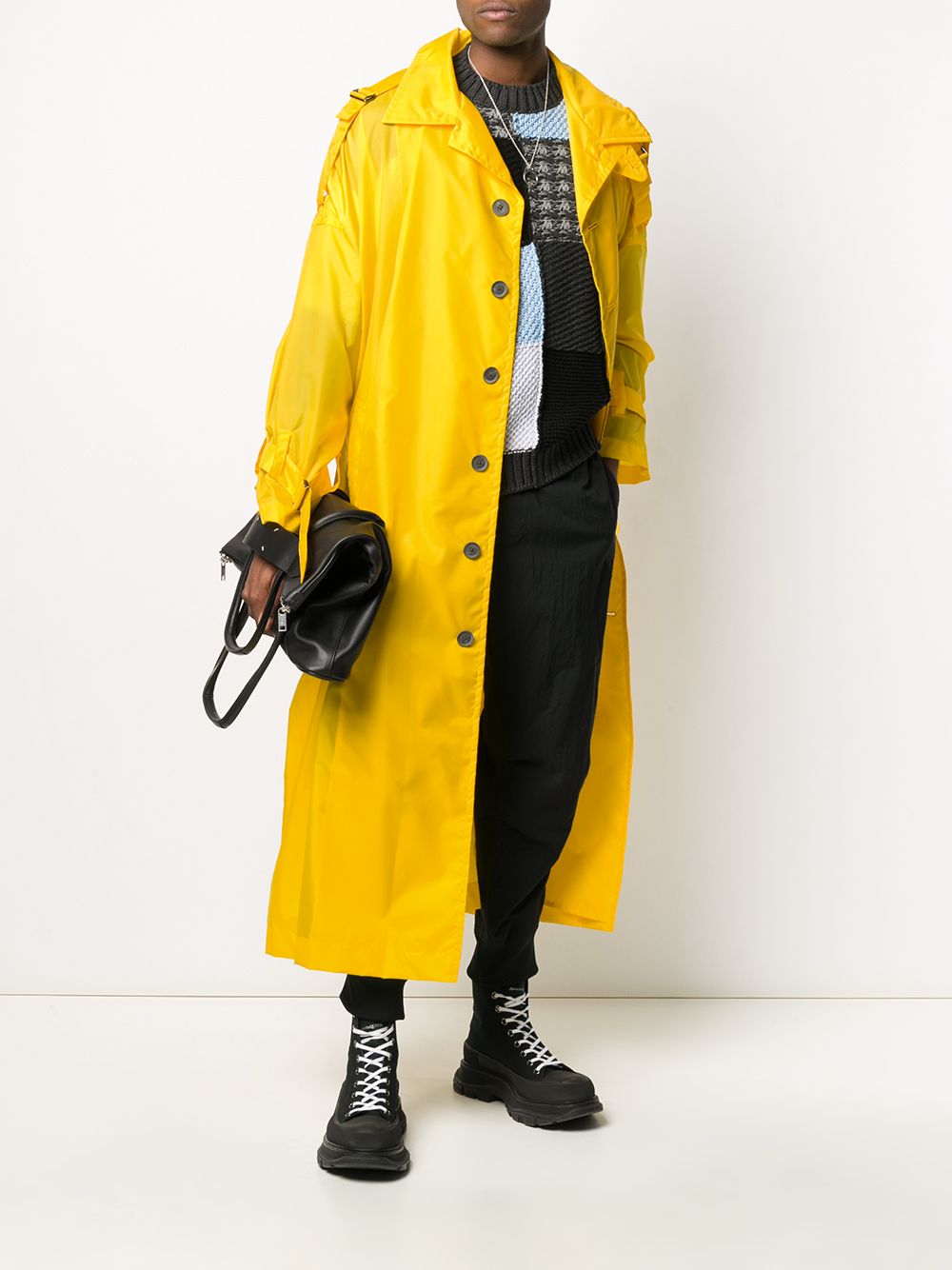 Yohji Yamamoto Trenchcoat met ceintuur - Geel