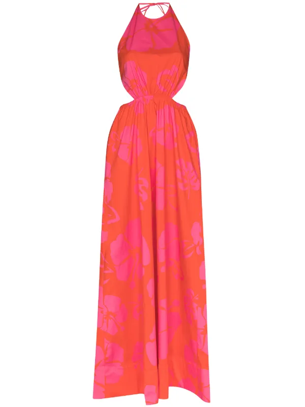 hibiscus print maxi dress
