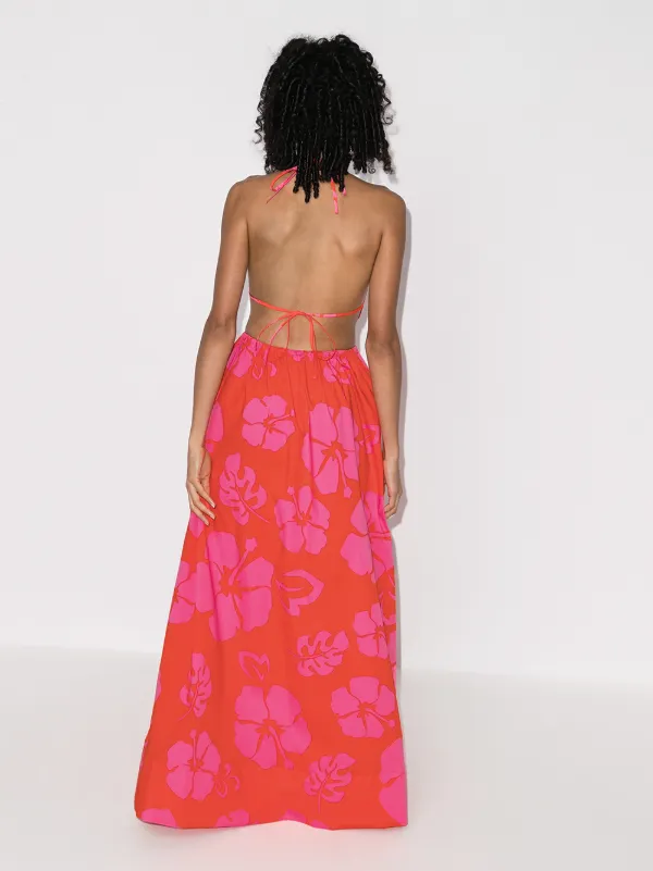 hibiscus print maxi dress