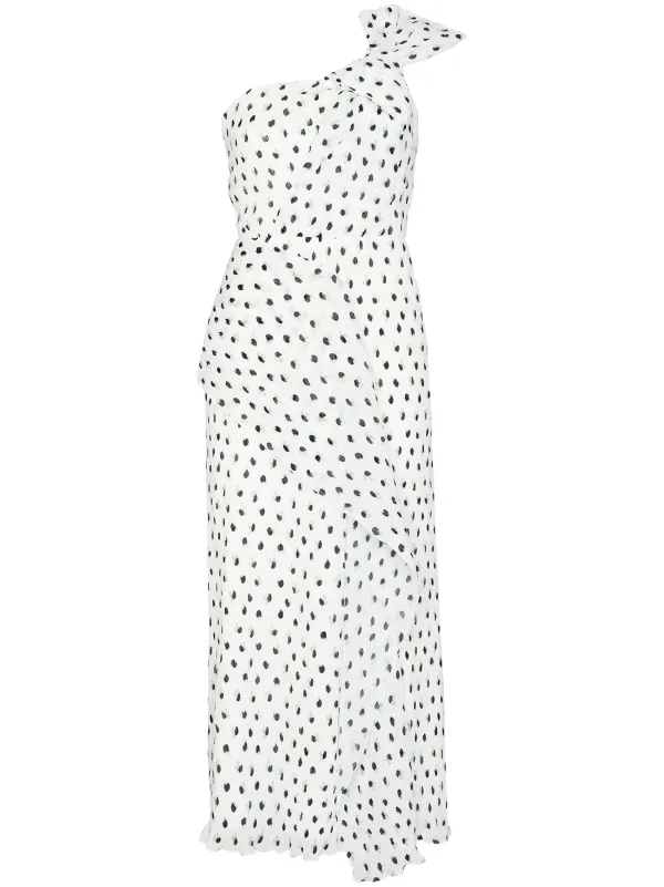 white polka dot midi dress