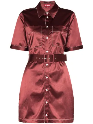 STAUD Bentley belted shirt dress 
