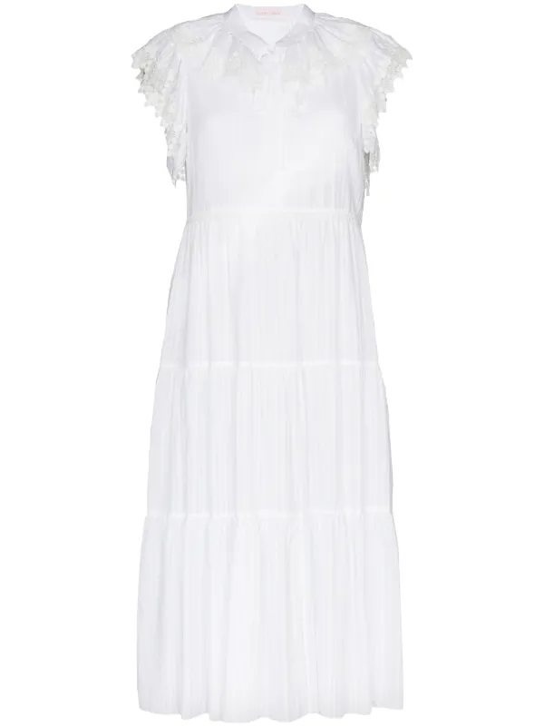 tiered cotton midi dress