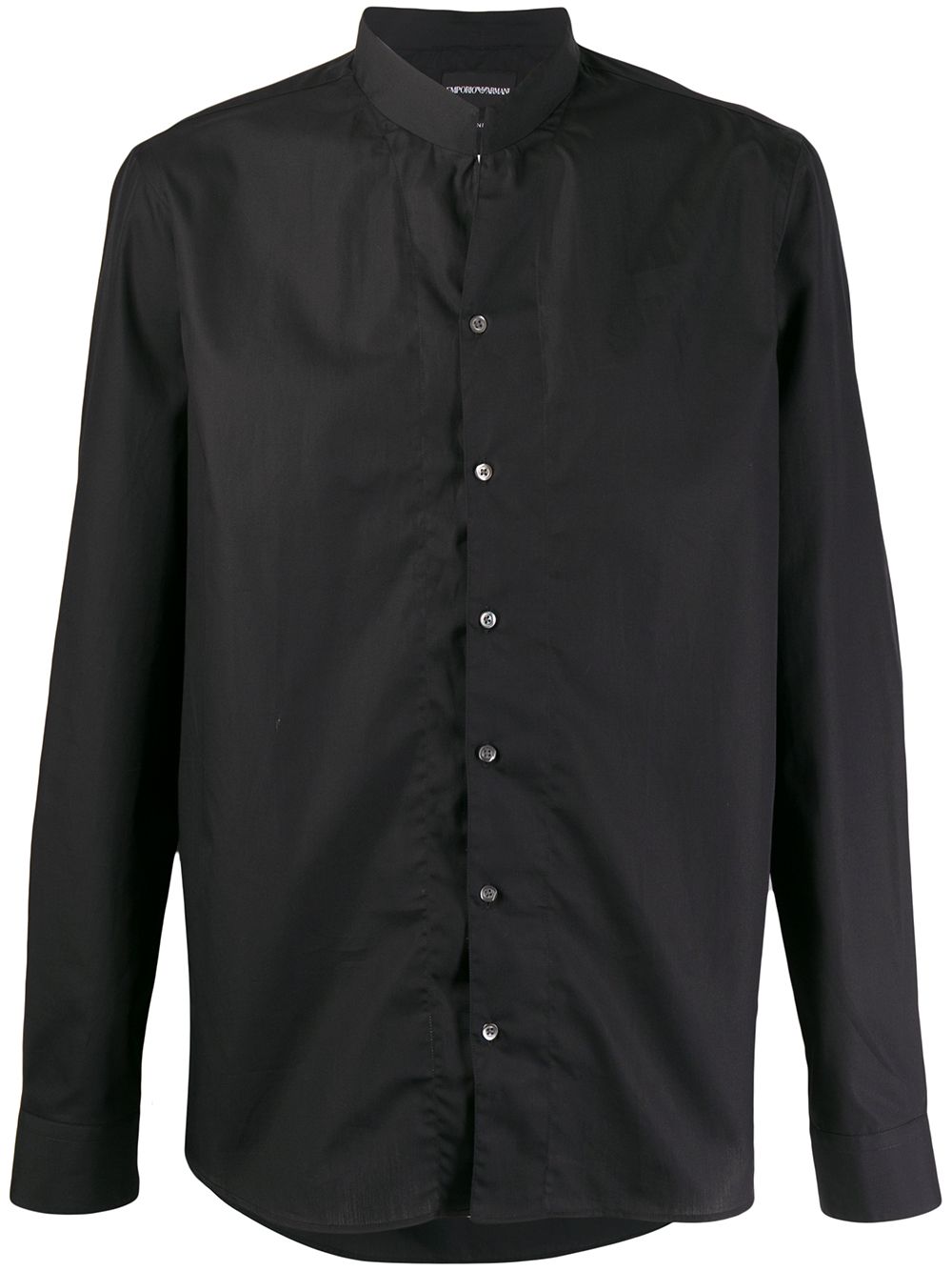 Emporio Armani Band-collar Dress Shirt In Black