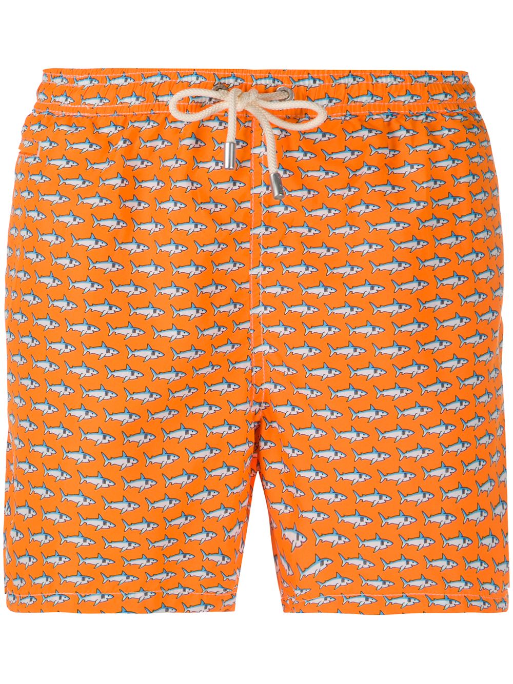 Mc2 Saint Barth Sharks Print Swimming Trunks In Orange