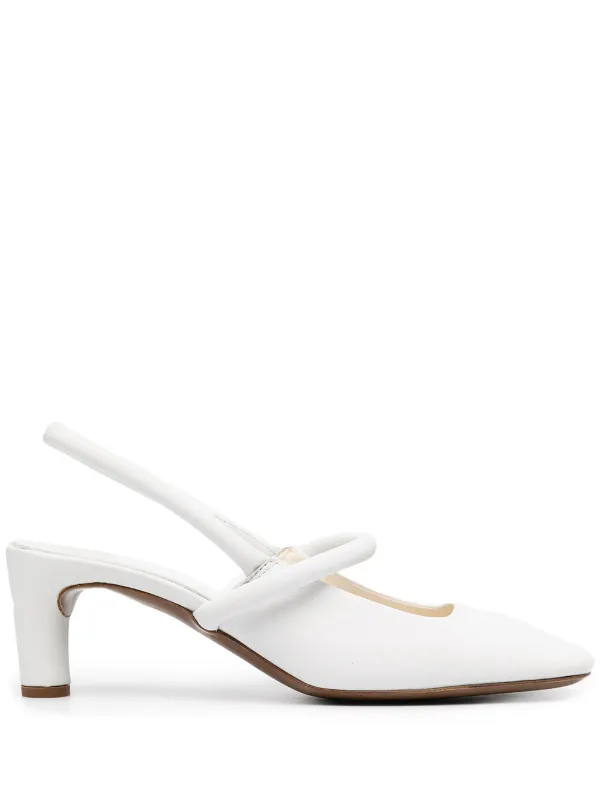 white mid heel pumps