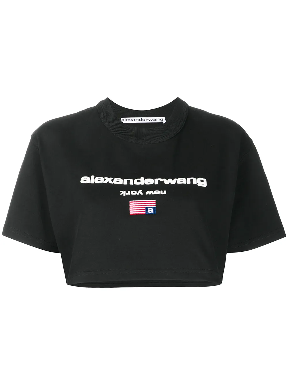 Alexander Wang Logo Print Crop Top In Black | ModeSens