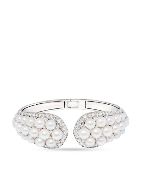 David Morris 18kt witgouden Pearl Rose Deco armband met diamant