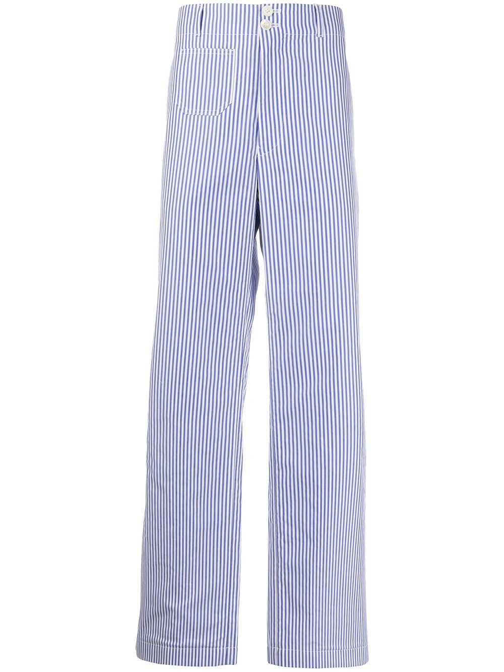 Junya Watanabe Striped Wide Leg Trousers In Blue