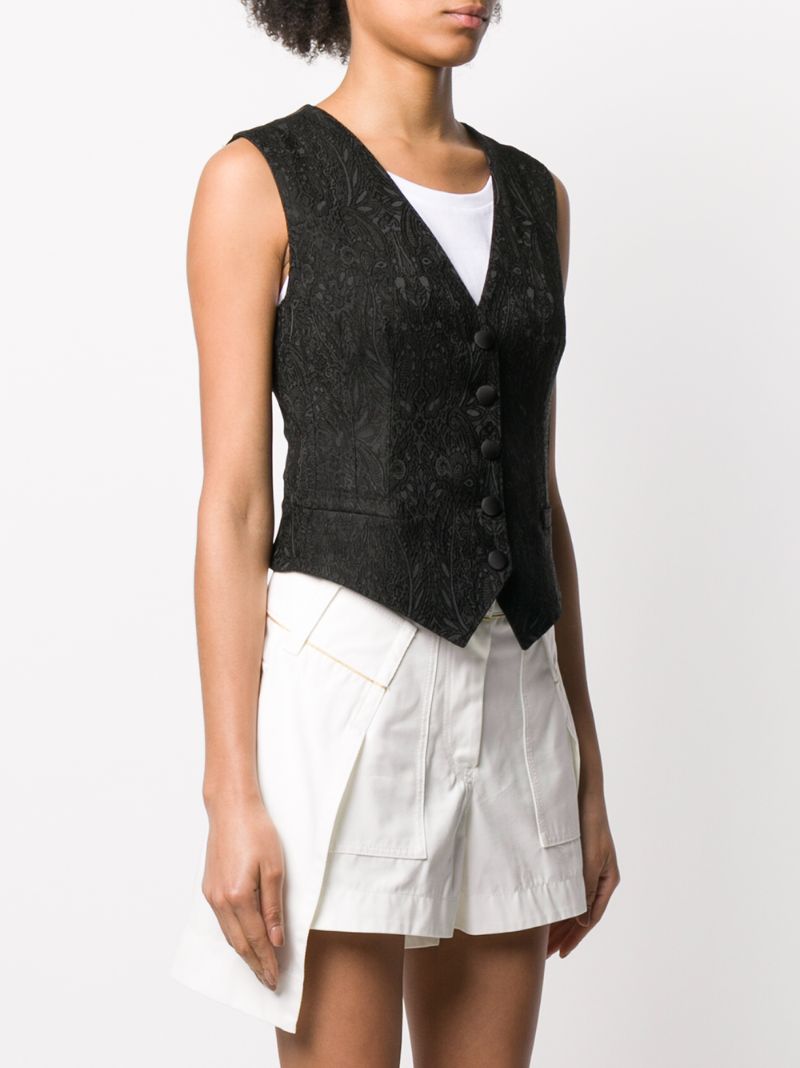 Shop Dolce & Gabbana Jacquard Button-up Waistcoat In Black