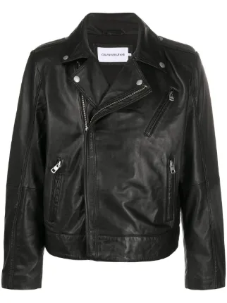 calvin klein jeans leather biker jacket