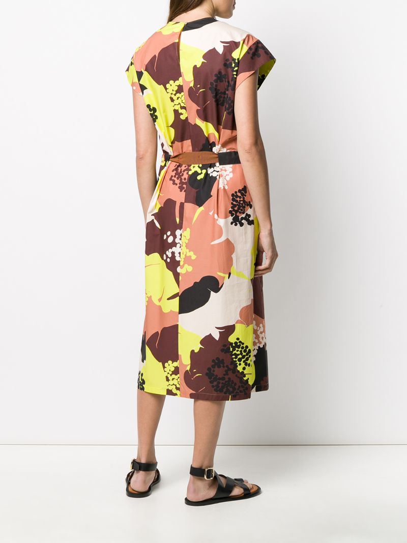 Shop Alysi Floral Midi Dress In Yellow