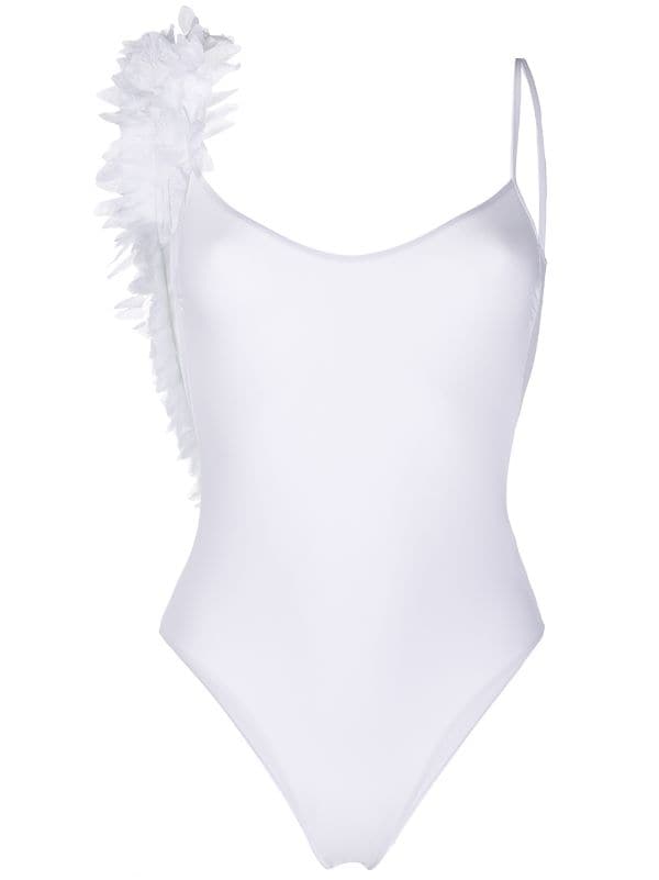 white flower swimsuit