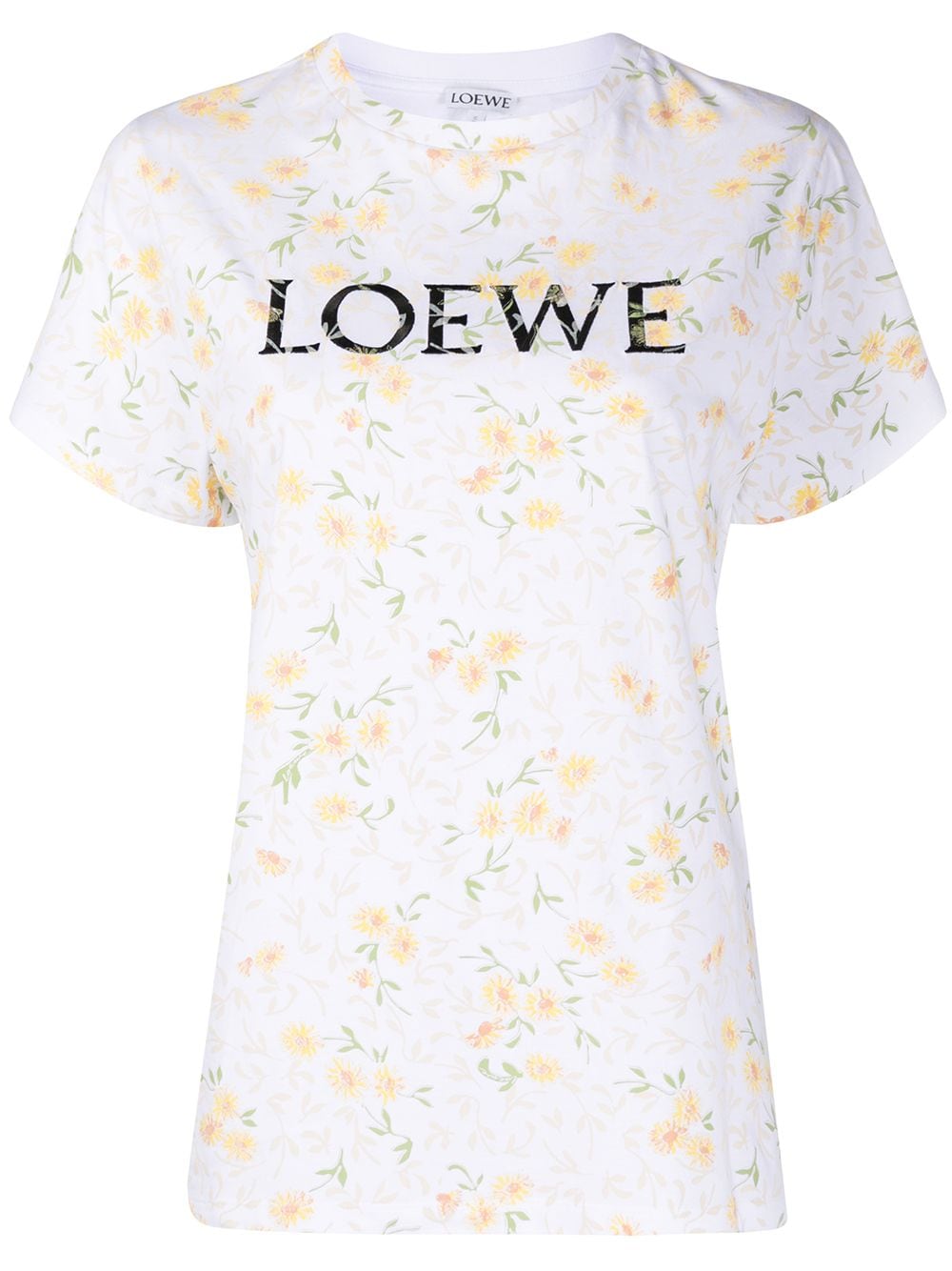 Loewe Flower Print Logo T-Shirt in Cream Cotton White ref.529996 - Joli  Closet