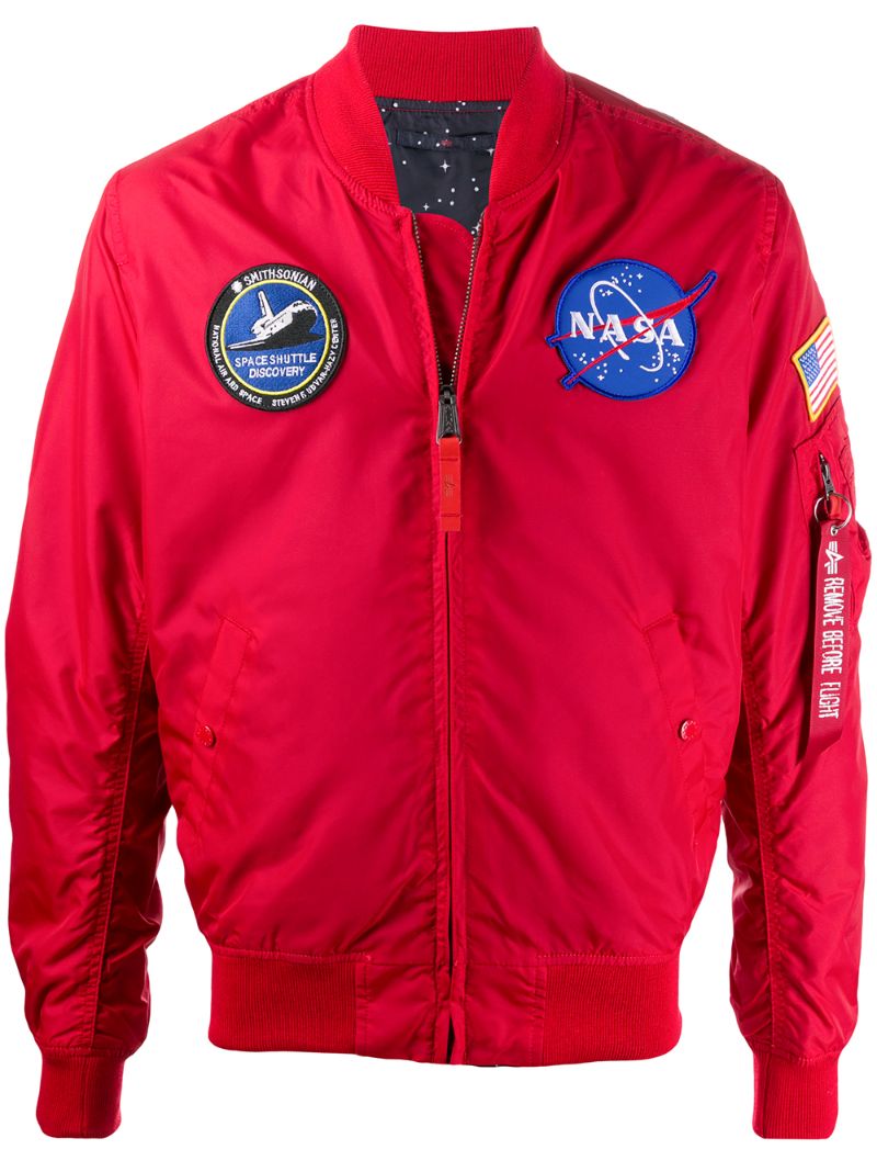 Alpha Industries Badge Embroidered Bomber Jacket In Red