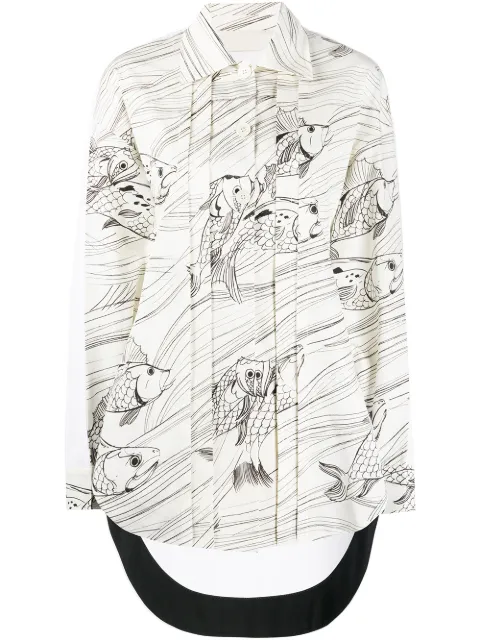 Jil Sander fish print long sleeve shirt