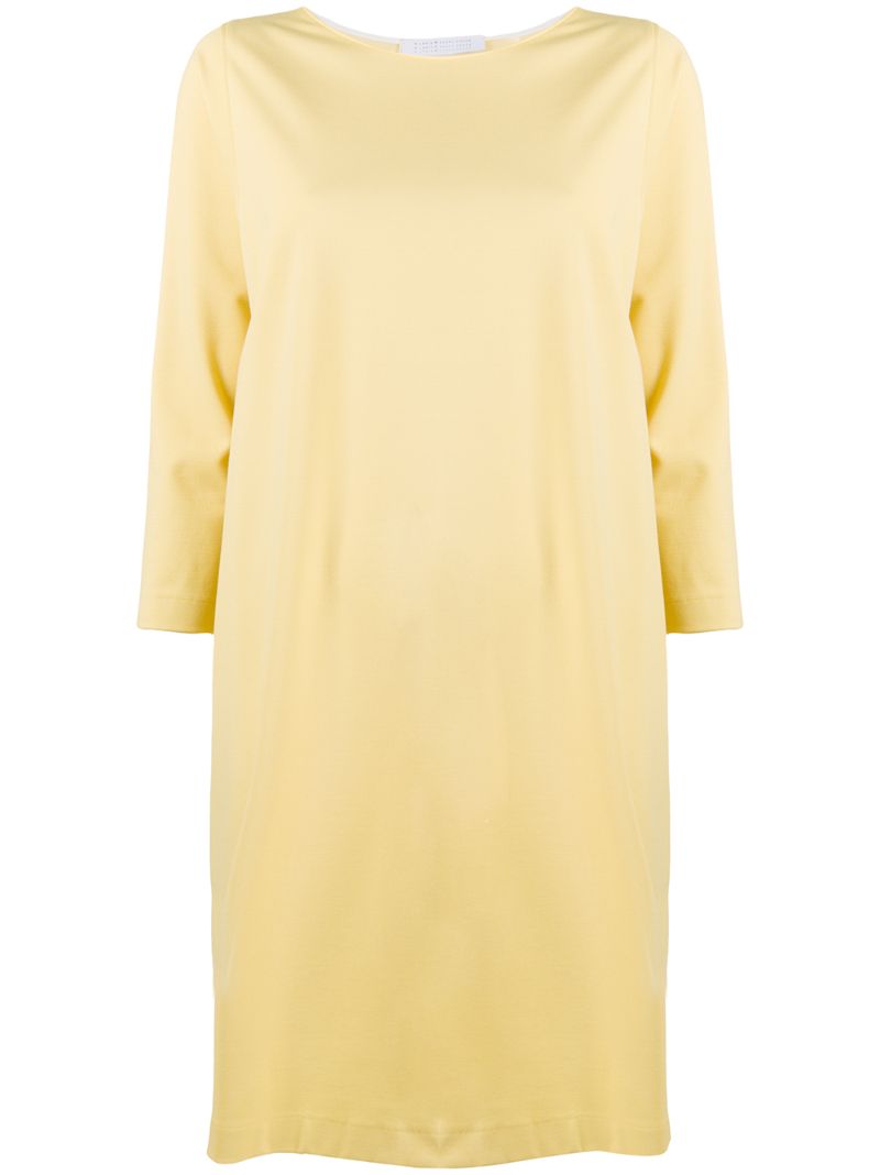 Harris Wharf London Long Sleeve Shift Dress In Yellow