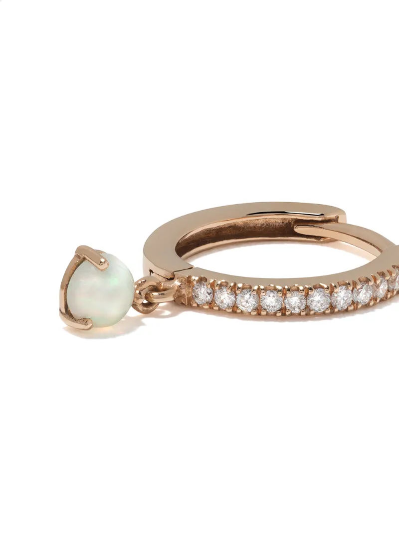 WHITE BIRD 18KT ROSE GOLD ADA DIAMOND AND OPAL SINGLE EARRING