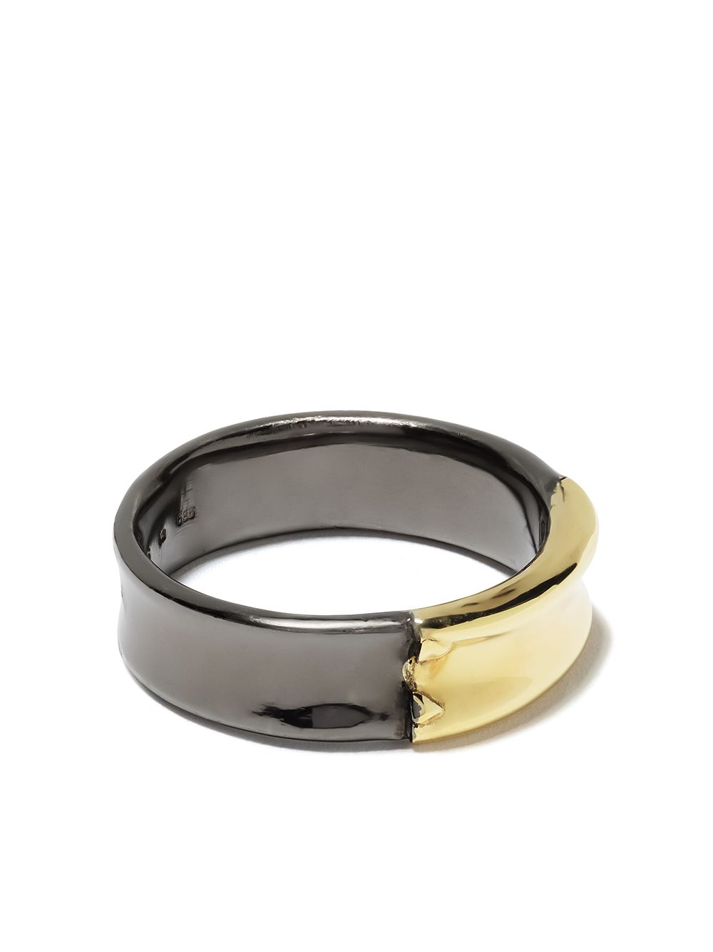 фото 5 octobre 14kt yellow gold and blackened silver bobbie ring