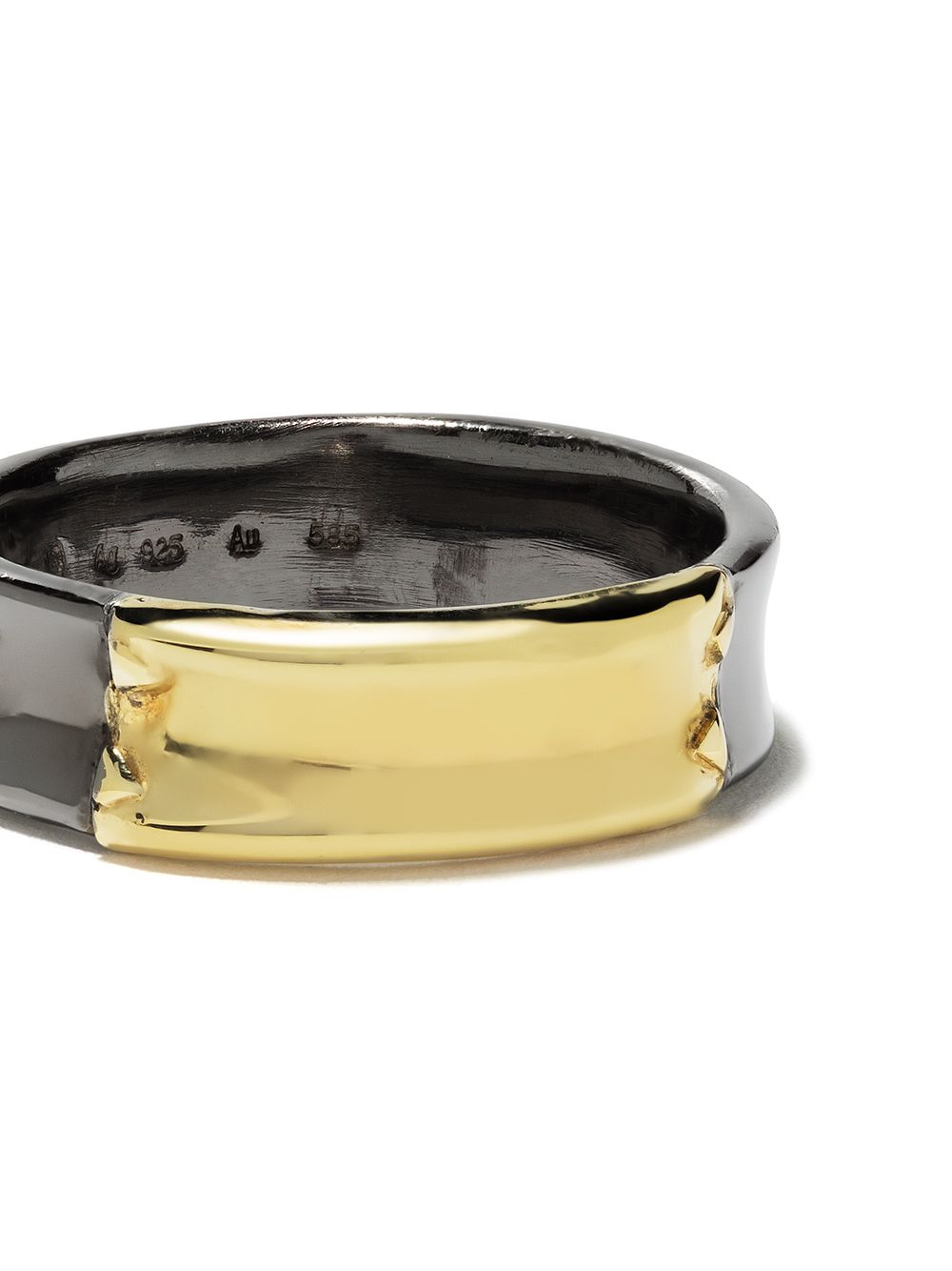 фото 5 octobre 14kt yellow gold and blackened silver bobbie ring