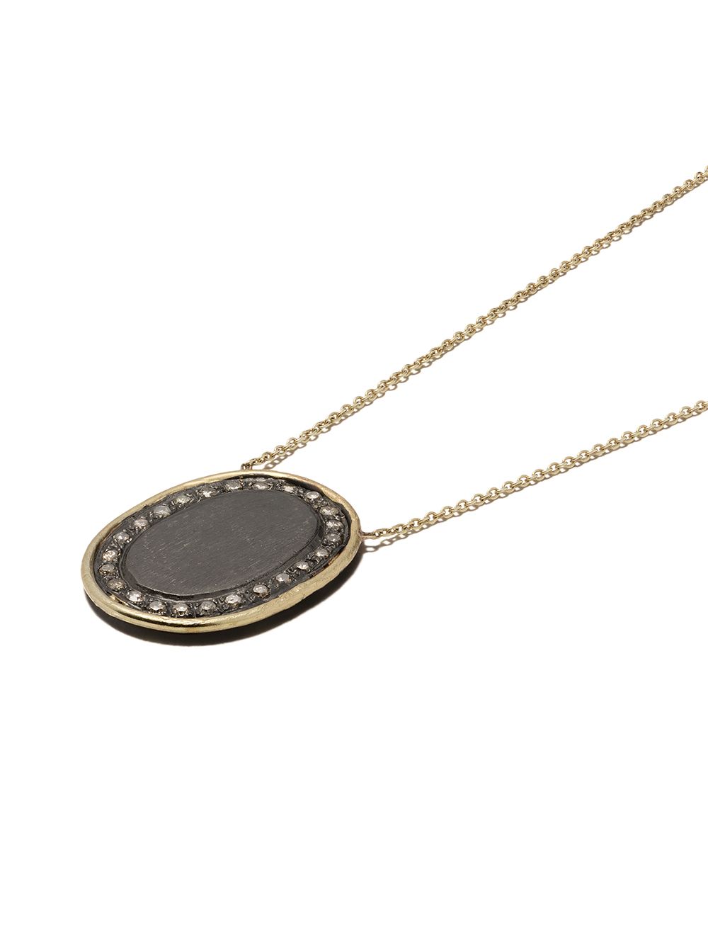 фото 5 octobre 14kt yellow gold and blackened silver benny diamond pendant necklace