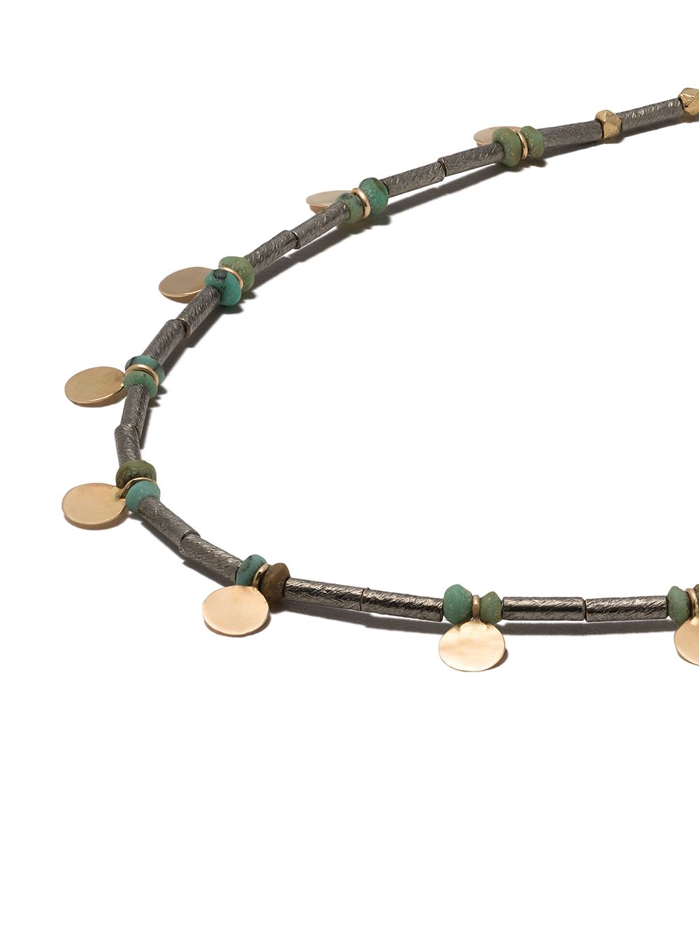 фото 5 octobre 14kt yellow gold and blackened silver sue turquoise necklace