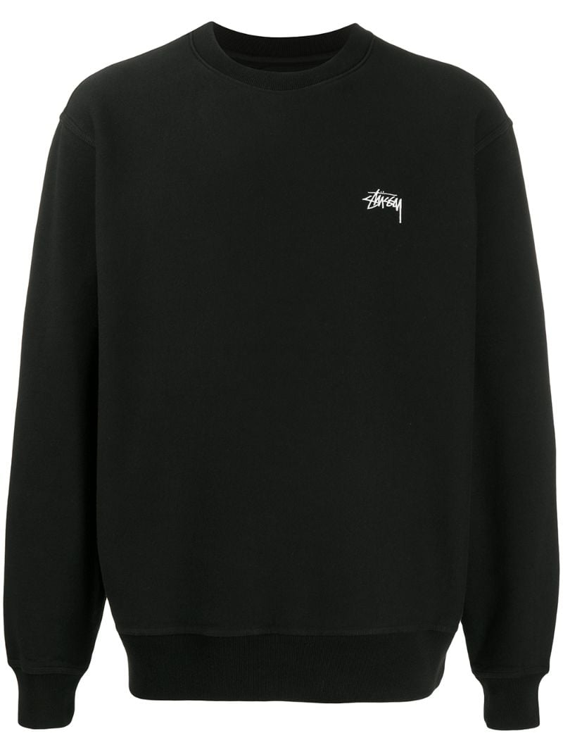 Stussy Logo-print Crew Neck Sweatshirt In Black | ModeSens