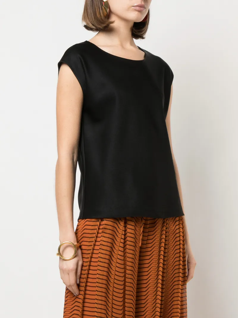 DIANE VON FURSTENBERG SATIN CAP SLEEVE BLOUSE