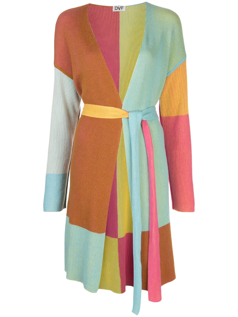 Diane Von Furstenberg Cardigan In Colour-block-optik In Multicolour
