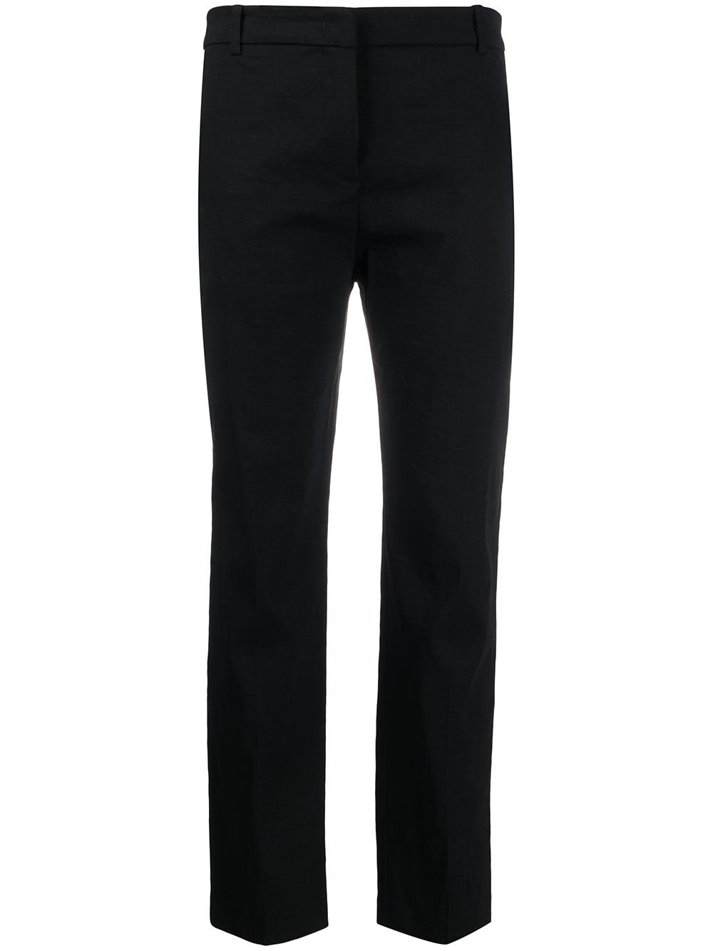 black linen cropped trousers