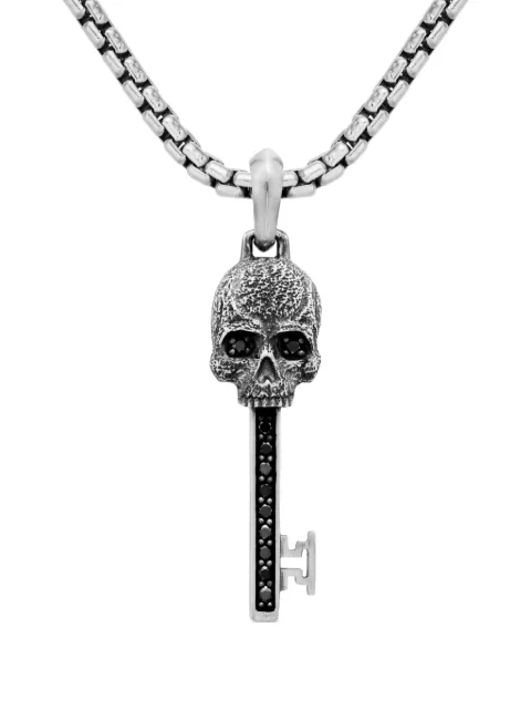 David Yurman amuleto Memento Mori Skull Key en plata de ley con diamante de 31.7mm