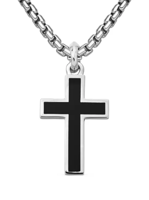 David Yurman colgante Exotic Stone Cross de 26 mm en plata de ley con ónix