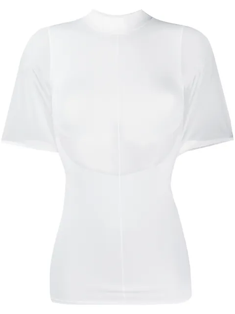 Courrèges funnel-neck fitted T-shirt