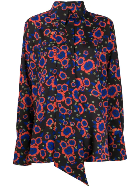 Rokh floral-print tie-insert shirt