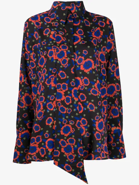 Rokh floral-print tie-insert shirt