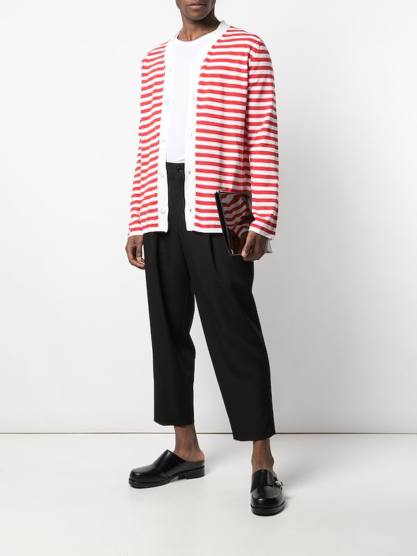 Shop White Red Comme Des Garcons Homme Plus Striped Print Cardigan With Express Delivery Worldarchitecturefestival